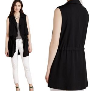 ANTHROPOLOGIE Cartonnier vest black river road‎ tunic drawstring top XS